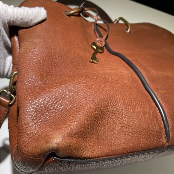 FOSSIL Lane Crossbody Satchel, ZB7471 Large Cognac Brown Color - Picture 7 of 15